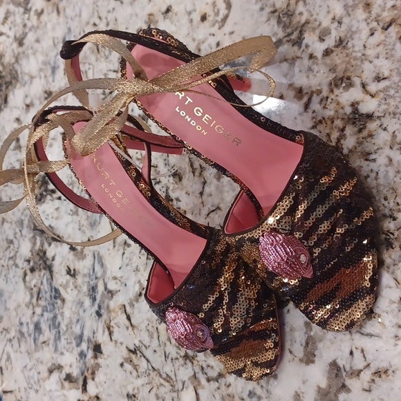 KURT GEIGER LONDON  Kensington Sequin Zebra Striped  Brown & Gold Seqin EU 37 - Picture 10 of 15